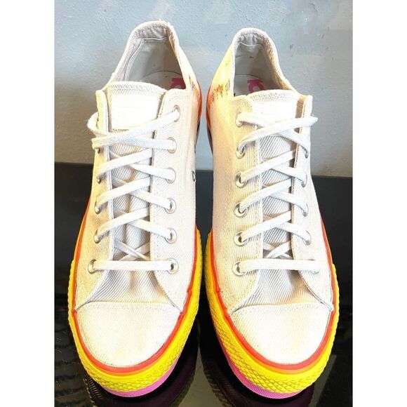Converse Chuck Taylor All Star Lift Ox Rainbow Platform Sneakers Womens SZ 10.5 - Picture 2 of 12